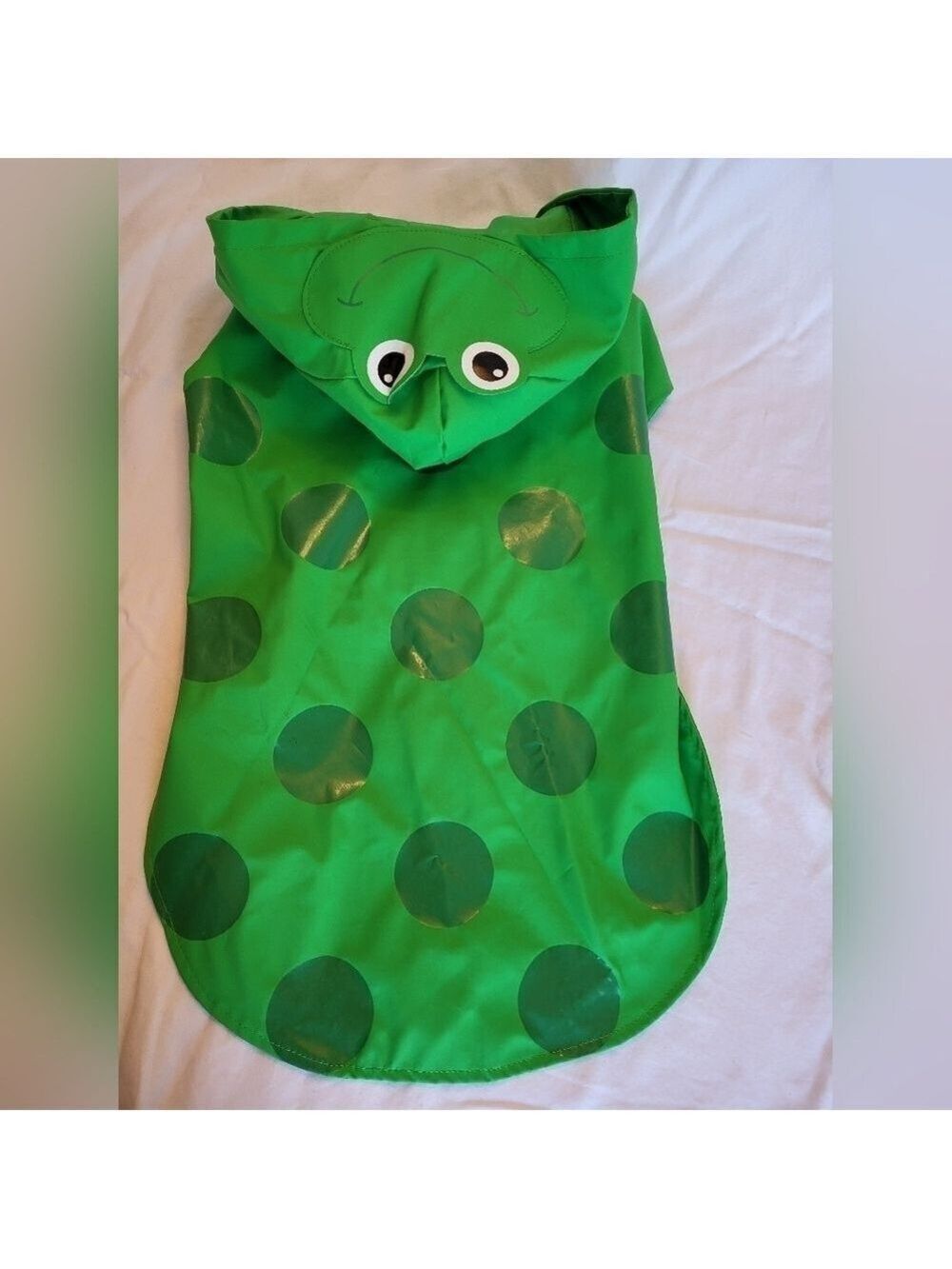 NWOT Silver Paw Frog Face Dog Raincoat with Dots Size XL